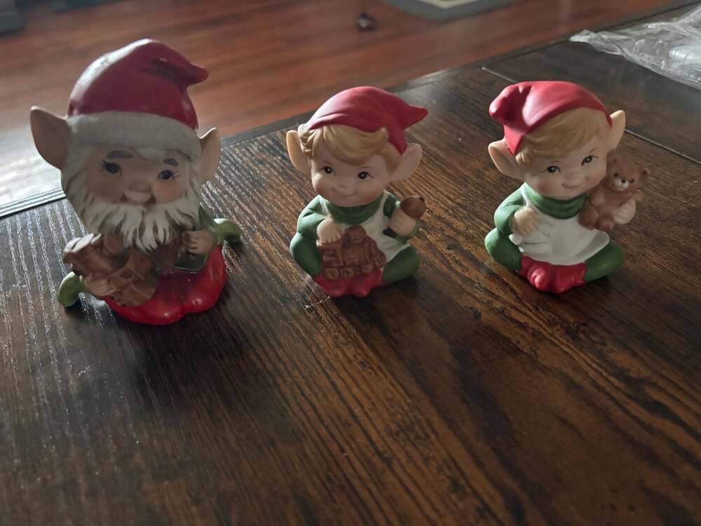 Vintage Homco Christmas Elf Figurines Set of 3 (Models 5253 and 5406)